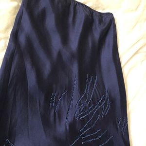 Navy Blue Silk Skirt